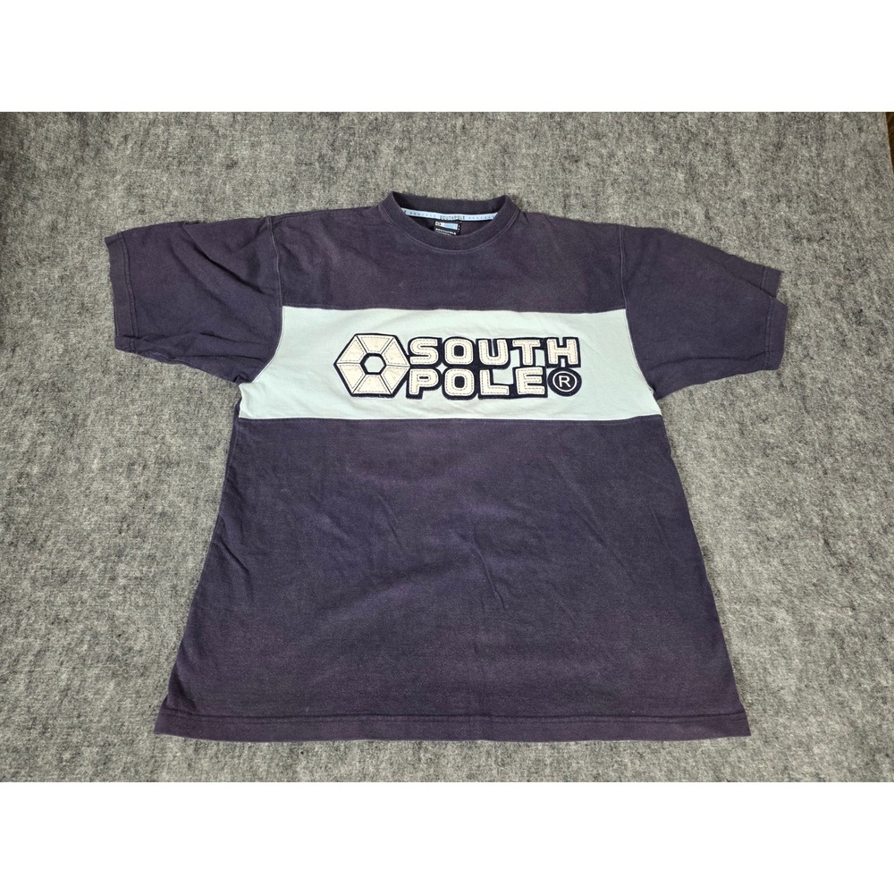 Southpole Shirt Mens Large Blue Colorblock Spellout Logo Y2K Skate Tee